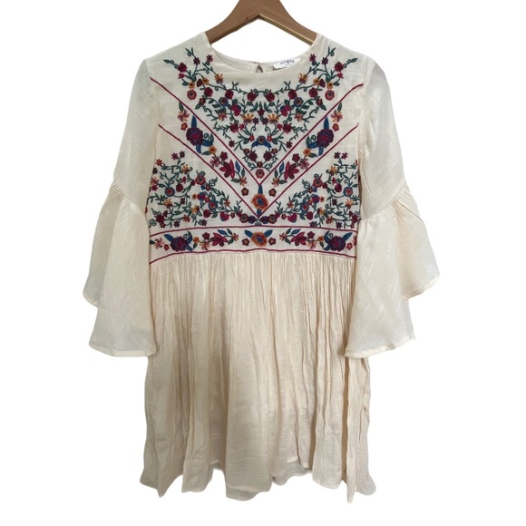 Umgee Tops - Umgee Embroidered Boho Style Tunic Cream Medium